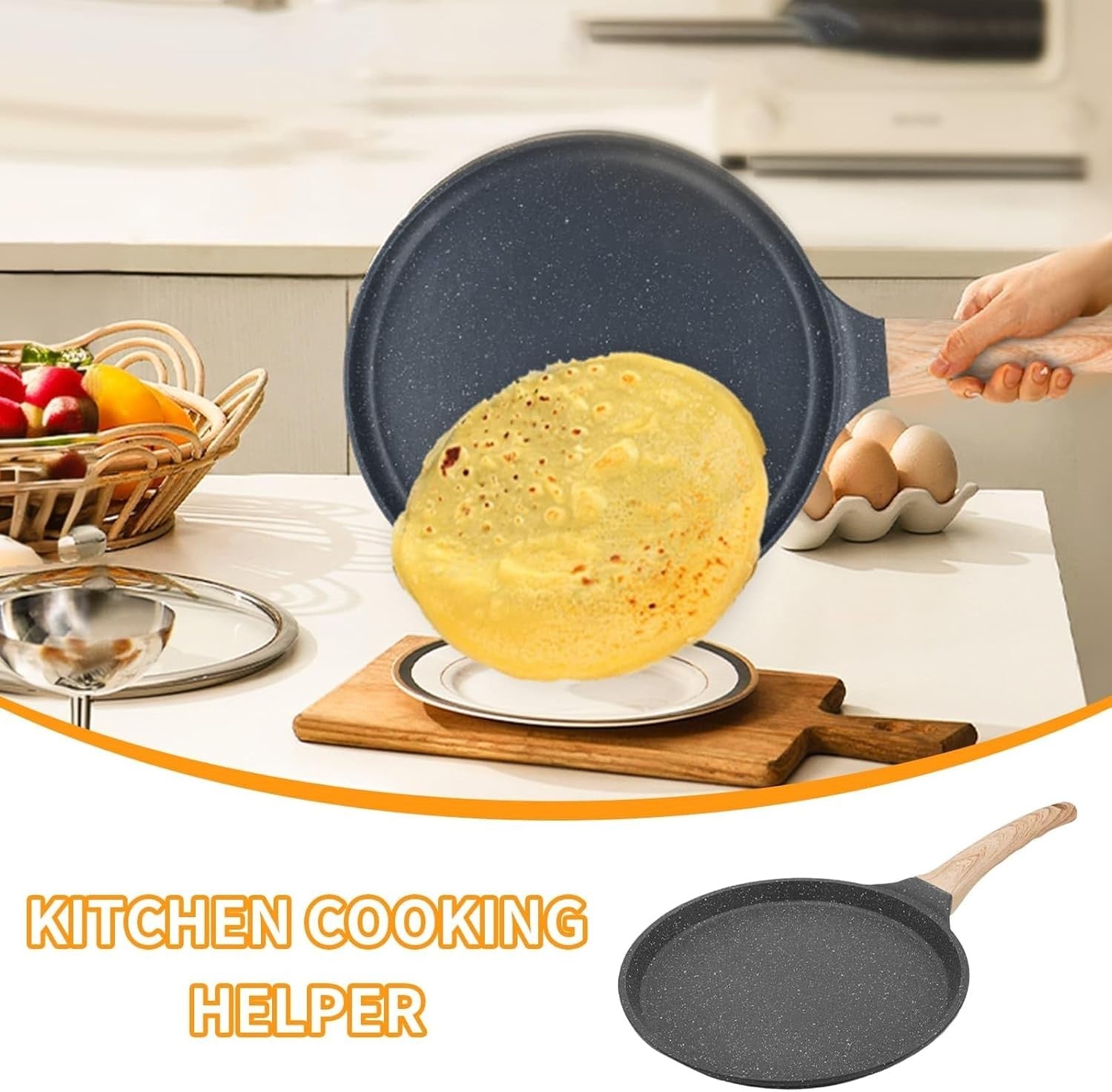 28cm Non-Stick Crepe Pan – Large Induction Pancake, Omelette & Roti Maker