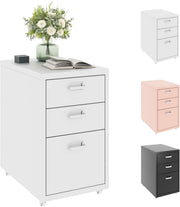 White Mobile Filing Cabinet 3 Drawer A4 Under Desk Printer Stand