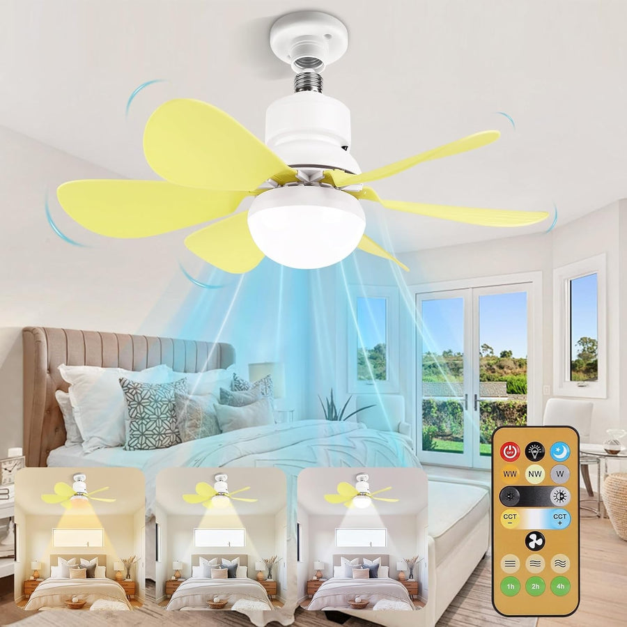 30W Ceiling Fan with Lights Dimmable 3 Speed 6 Blades Remote