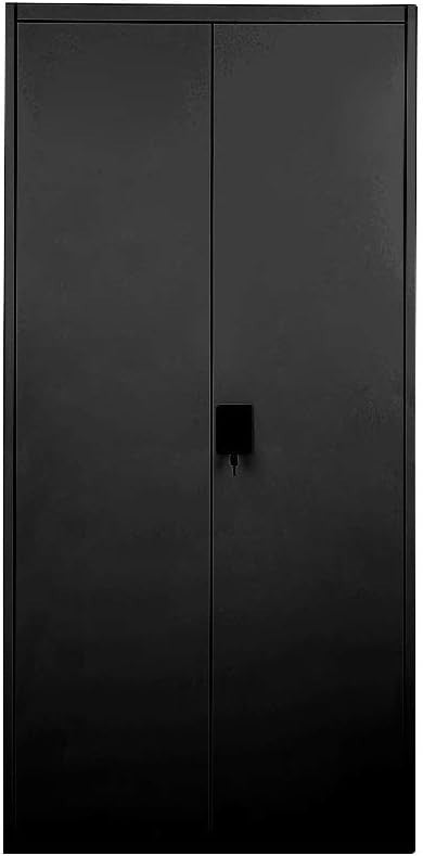 Tall Metal Locking Office Storage Cabinet 5 Tier Black Filing Cupboard 185cm