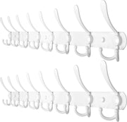 2 Pack 75cm Wall Mounted Coat Racks with 8 Hooks | White Metal Hook Rail