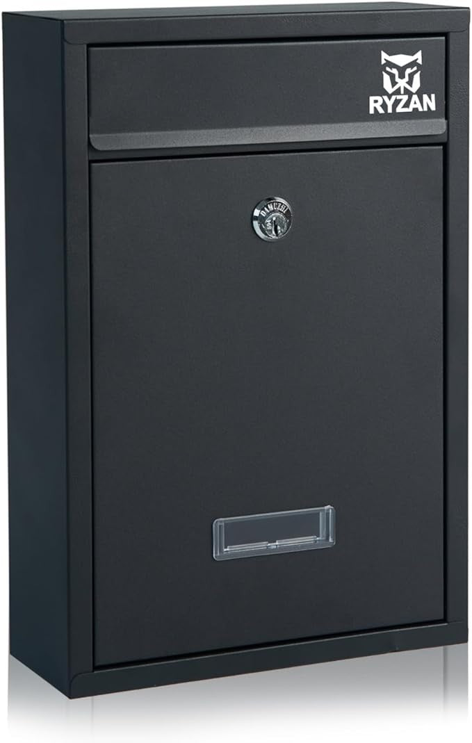 Wall Mounted Lockable Mailbox Outdoor Steel Post Box Weatherproof Secure