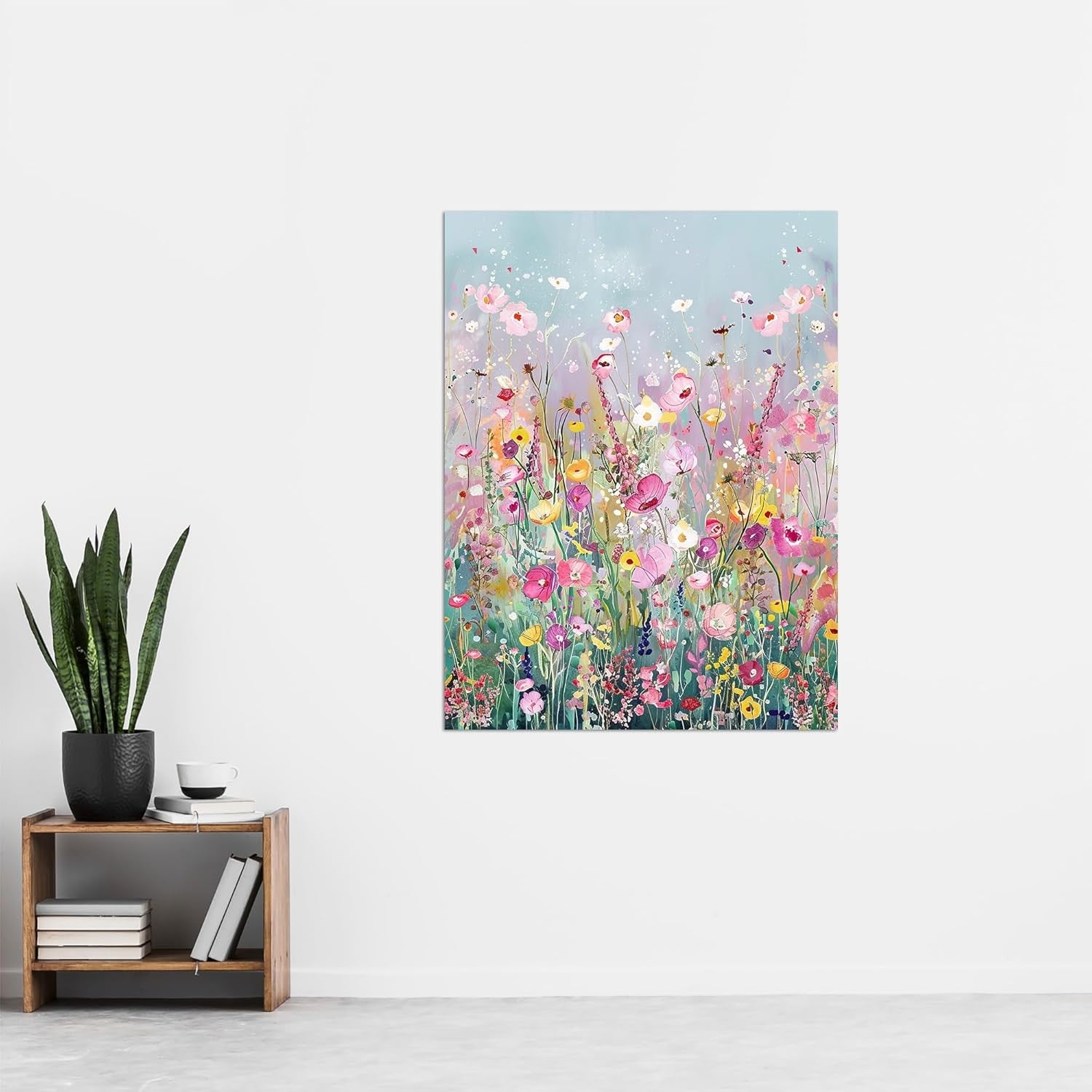 Large Floral Canvas Wall Art Wildflower Field Modern Living Room Poster 24x32