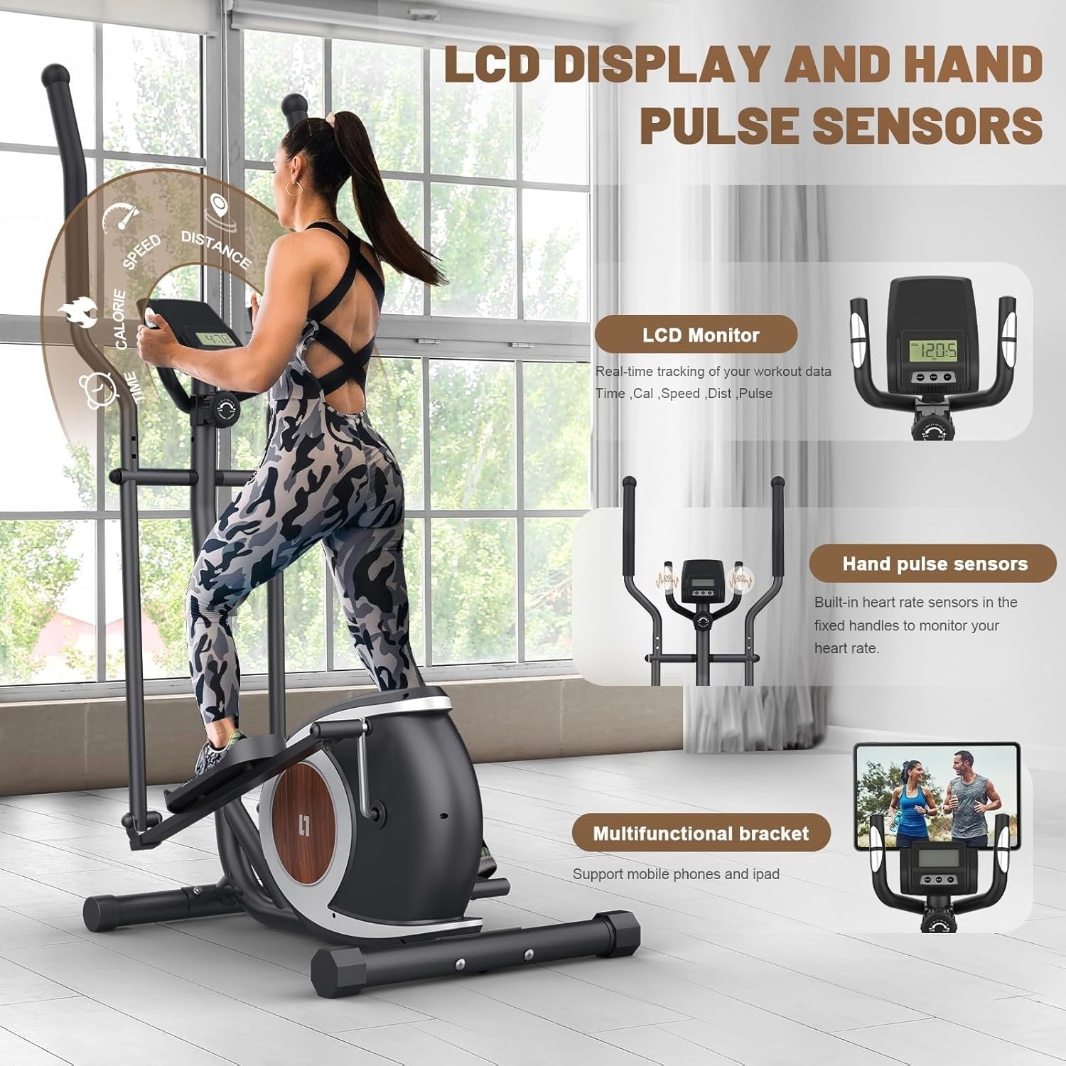 16-Level Magnetic Elliptical Cross Trainer Compact Home Gym Machine
