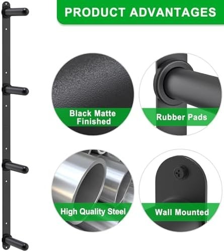 Black Wall-Mounted Weight Plate Storage Rack Organizer Home Gym 1000lb
