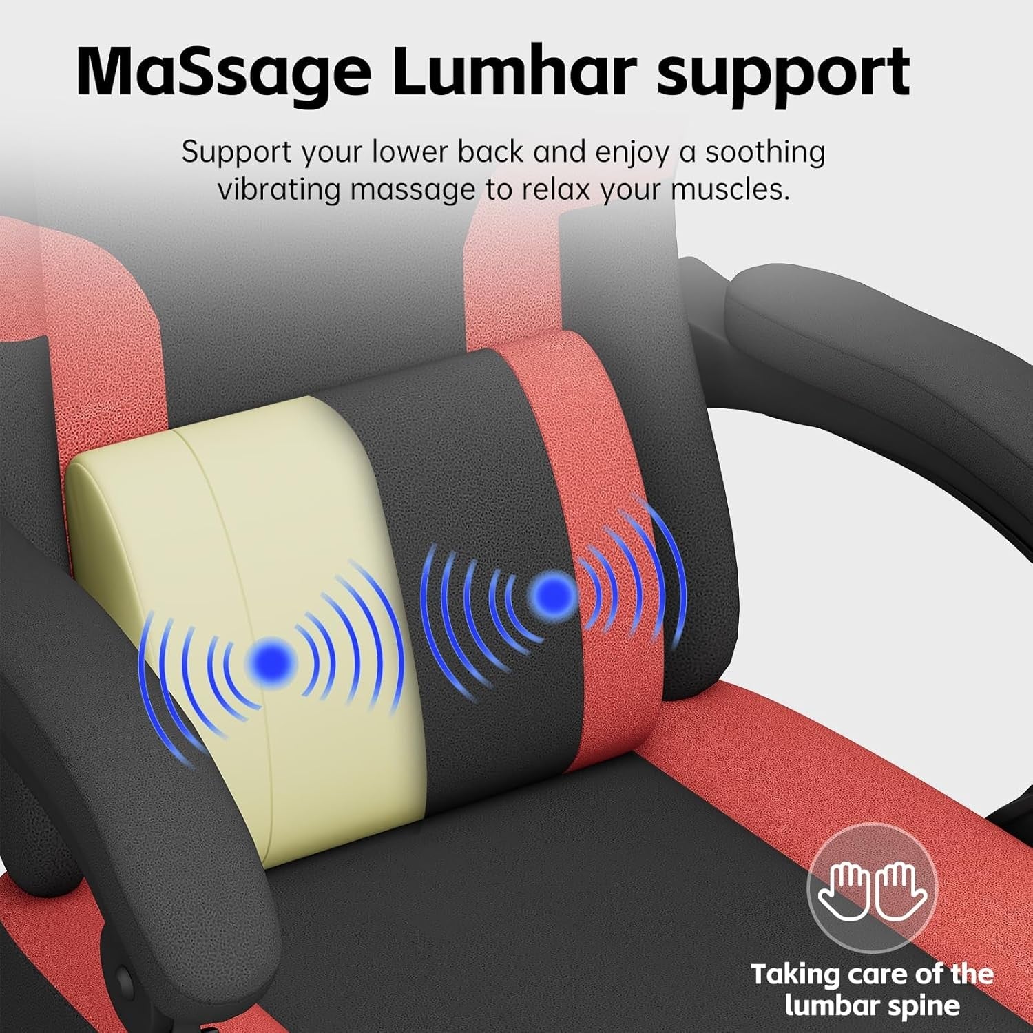 Gaming Chair w/ Footrest Massage Lumbar 300lbs