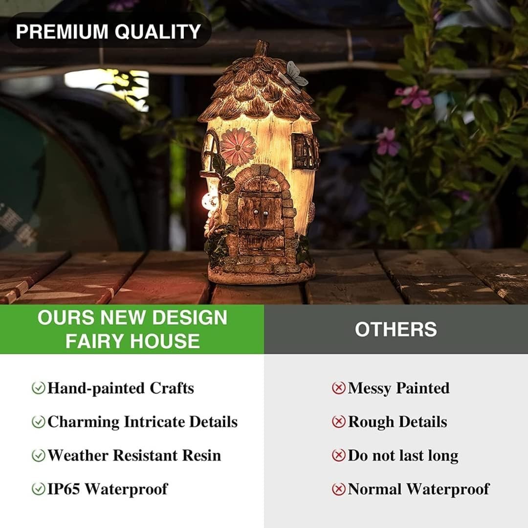 Solar Acorn Fairy House Garden Ornament 29cm LED Resin Pixie Elf Decor