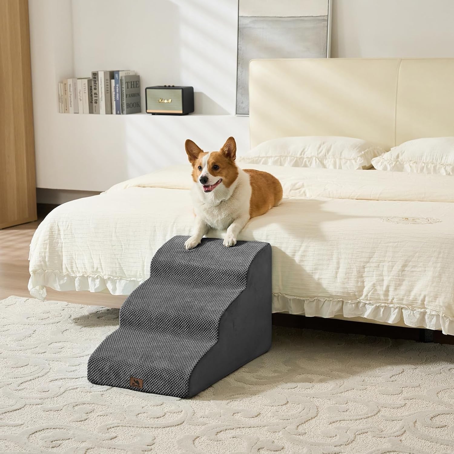 3-Step Curved Dog Stairs Non-Slip Pet Steps for Small Dogs Cats
