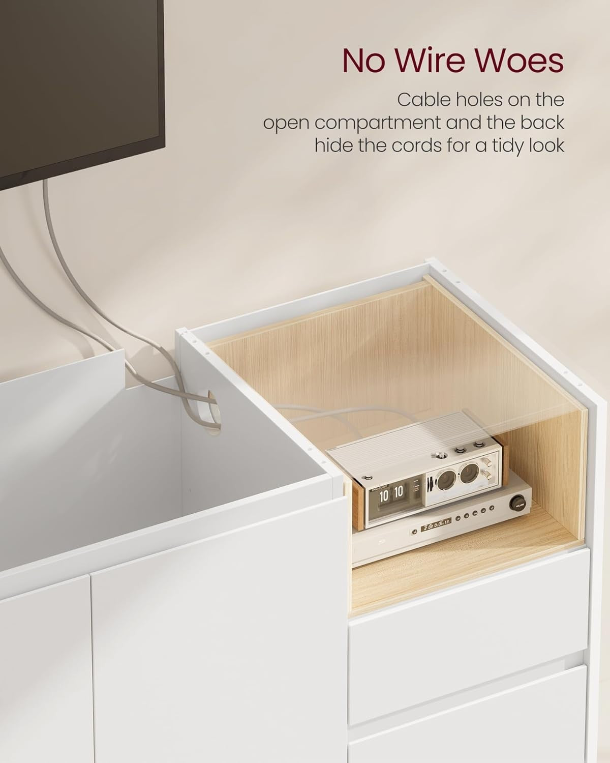 White 2 Door Sideboard with 3 Drawers & Adjustable Shelf | Storage Cabinet