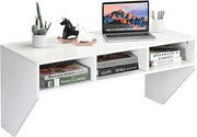 Wall Mounted Floating Desk Laptop Table Storage Shelves Space Saving