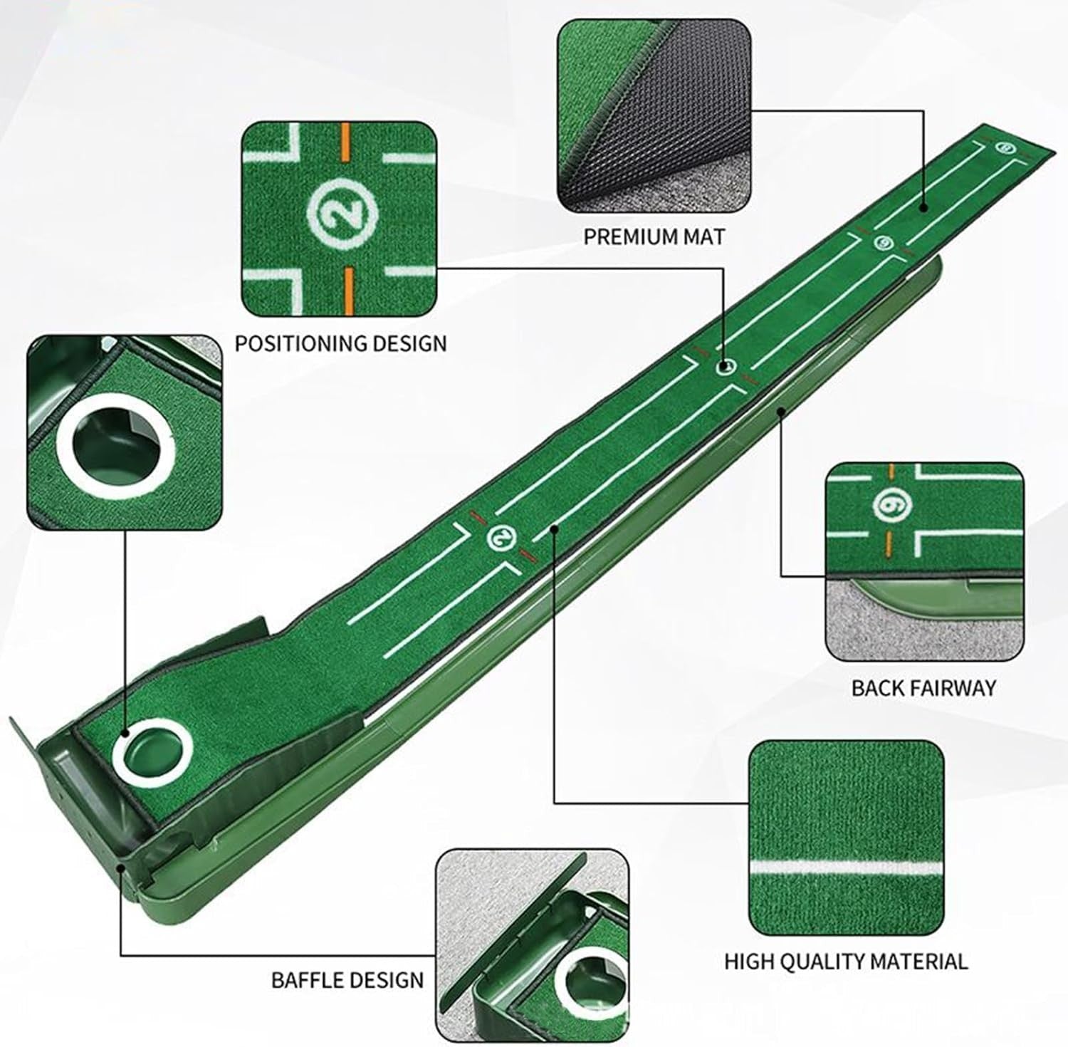 Golf Putting Mat Indoor Auto Ball Return Training Aid Home Office