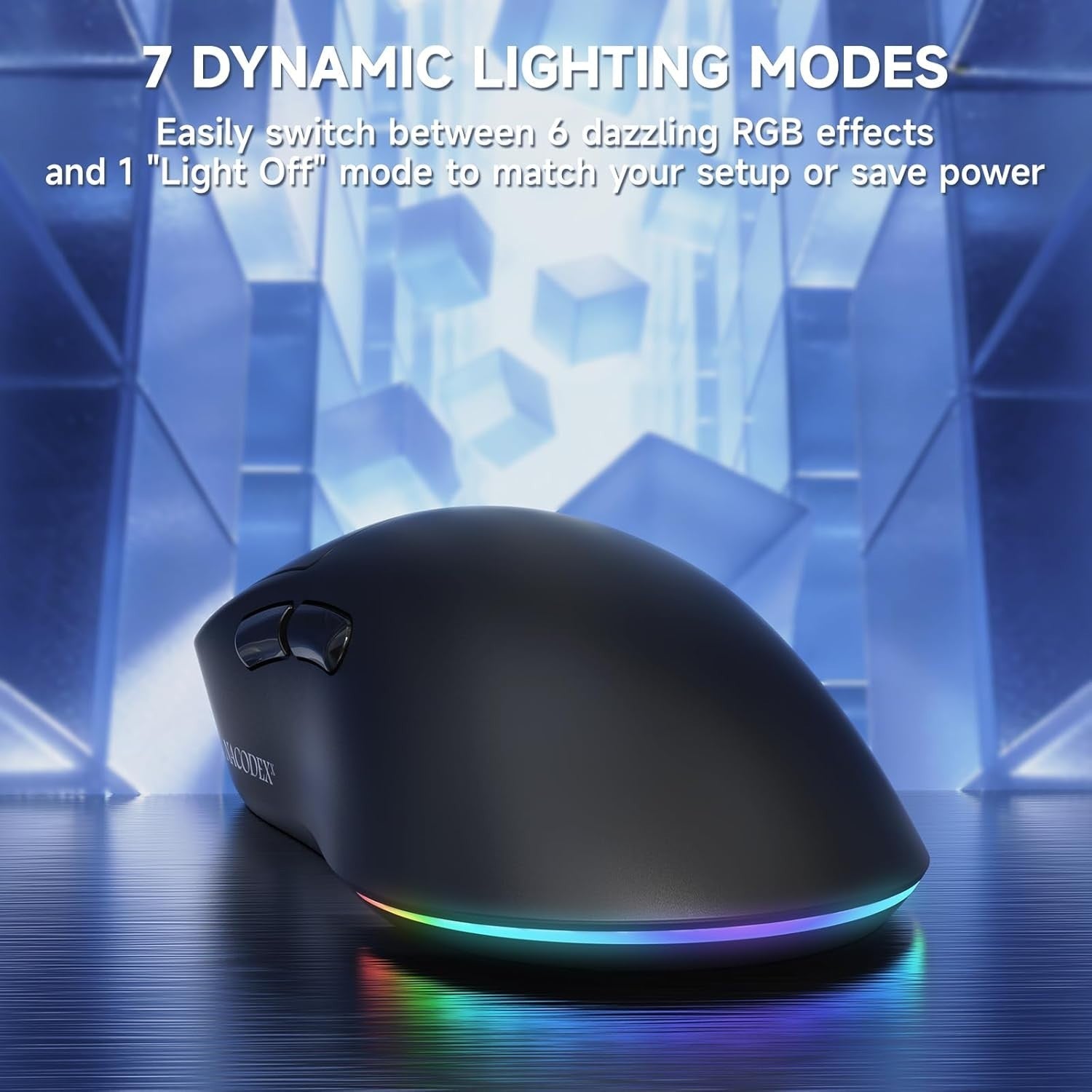 12800 DPI Tri-Mode Wireless Gaming Mouse 1000Hz RGB 70g Black