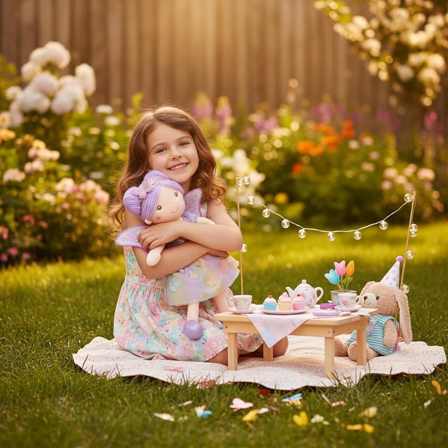 Rainbow Fairy Doll 38cm Plush Soft Toy Butterfly Skirt Wings Gift