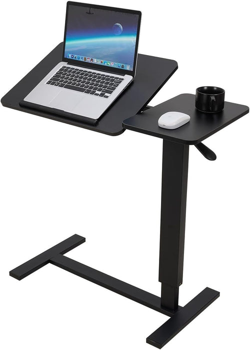 Overbed Standing Desk Adjustable Rolling Laptop Table Tilting Top 80x40cm