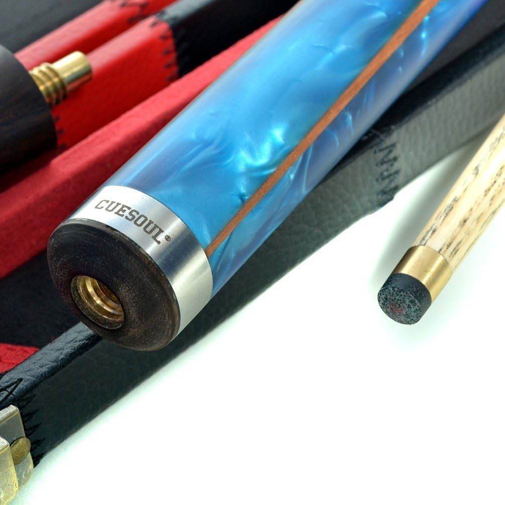 57" 3/4 Joint Snooker Cue 18oz 9.5mm Tip Extensions Hard Case