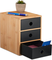 Desk Organiser 3 Drawers Bamboo Storage Box Stationery Holder