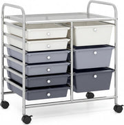 Gradient Grey 9 Drawer Rolling Utility Cart Home Office Organizer