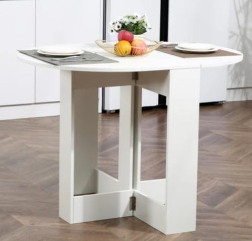 Space-Saving Drop Leaf Dining Table Small Oval Folding Compact Modern