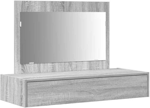 Modern Grey Sonoma Dressing Table Vanity Set Mirror Drawer Engineered Wood