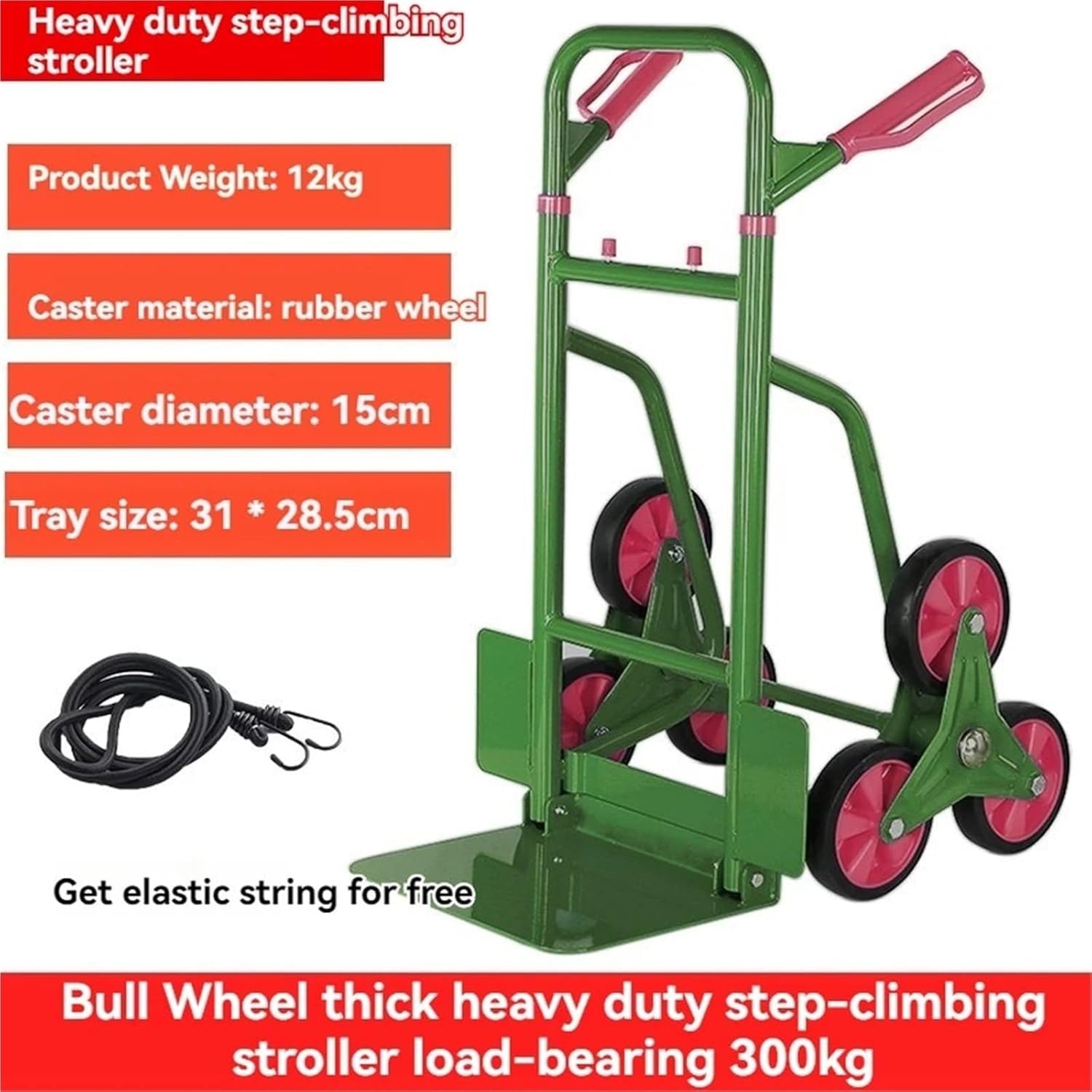 Heavy Duty Stair Climbing Hand Truck 300KG Folding Dolly Telescopic Handle
