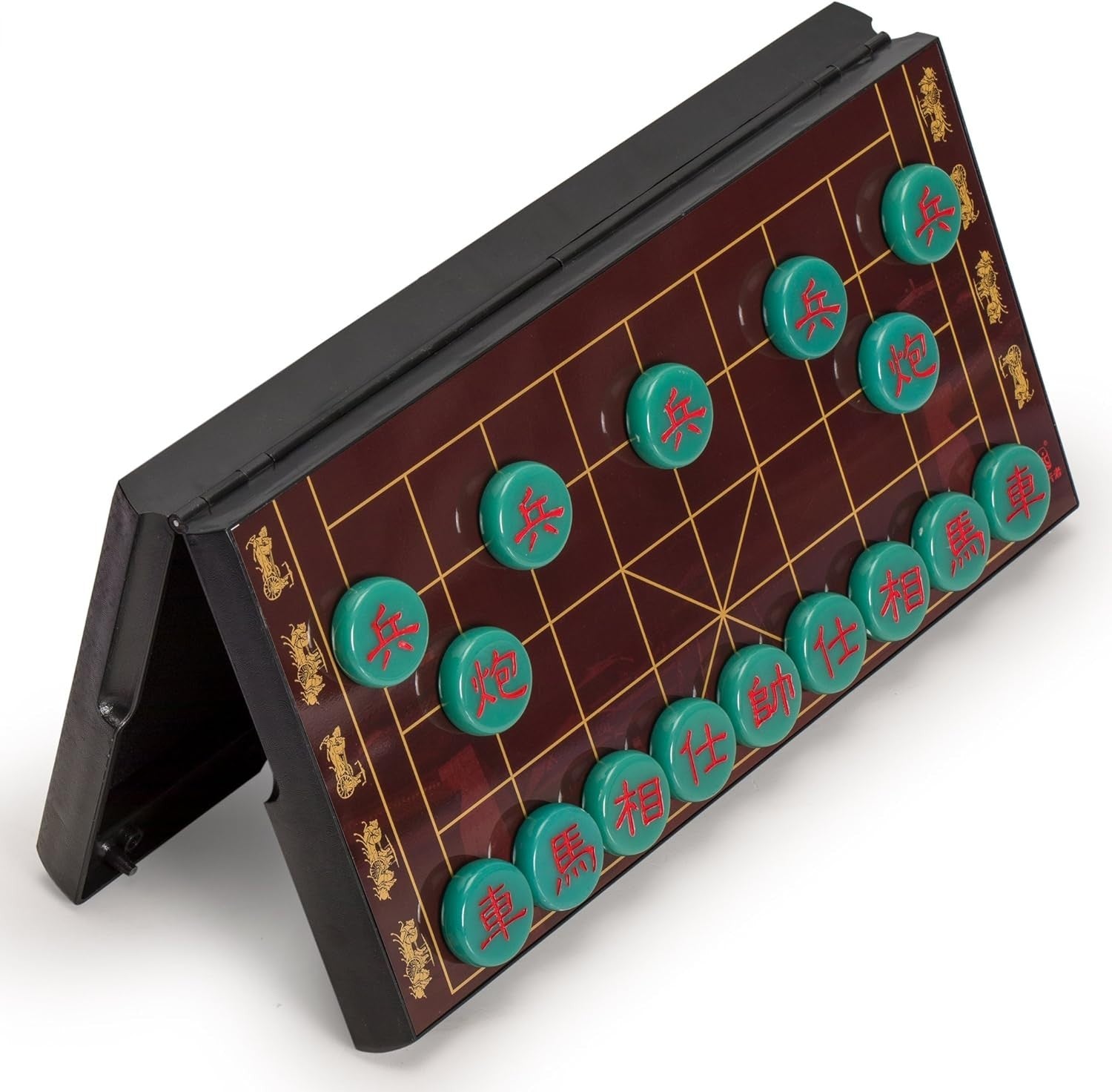 Magnetic Xiangqi Travel Chess Set Folding Wood Board Jade Pieces