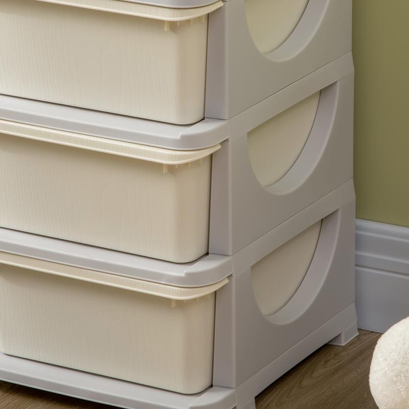 Kids Toy Storage Unit with 6 Drawers – Cream & Grey Plastic Cabinet