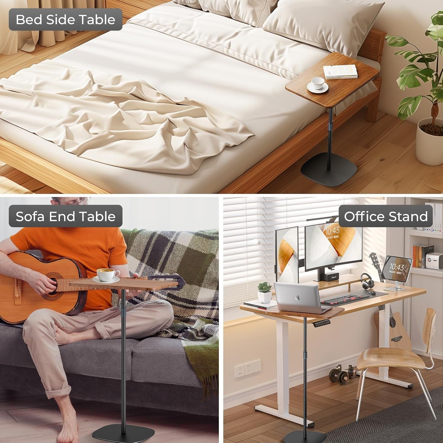 Portable Laptop Stand Height Adjustable Bedside Sofa Standing Desk Black