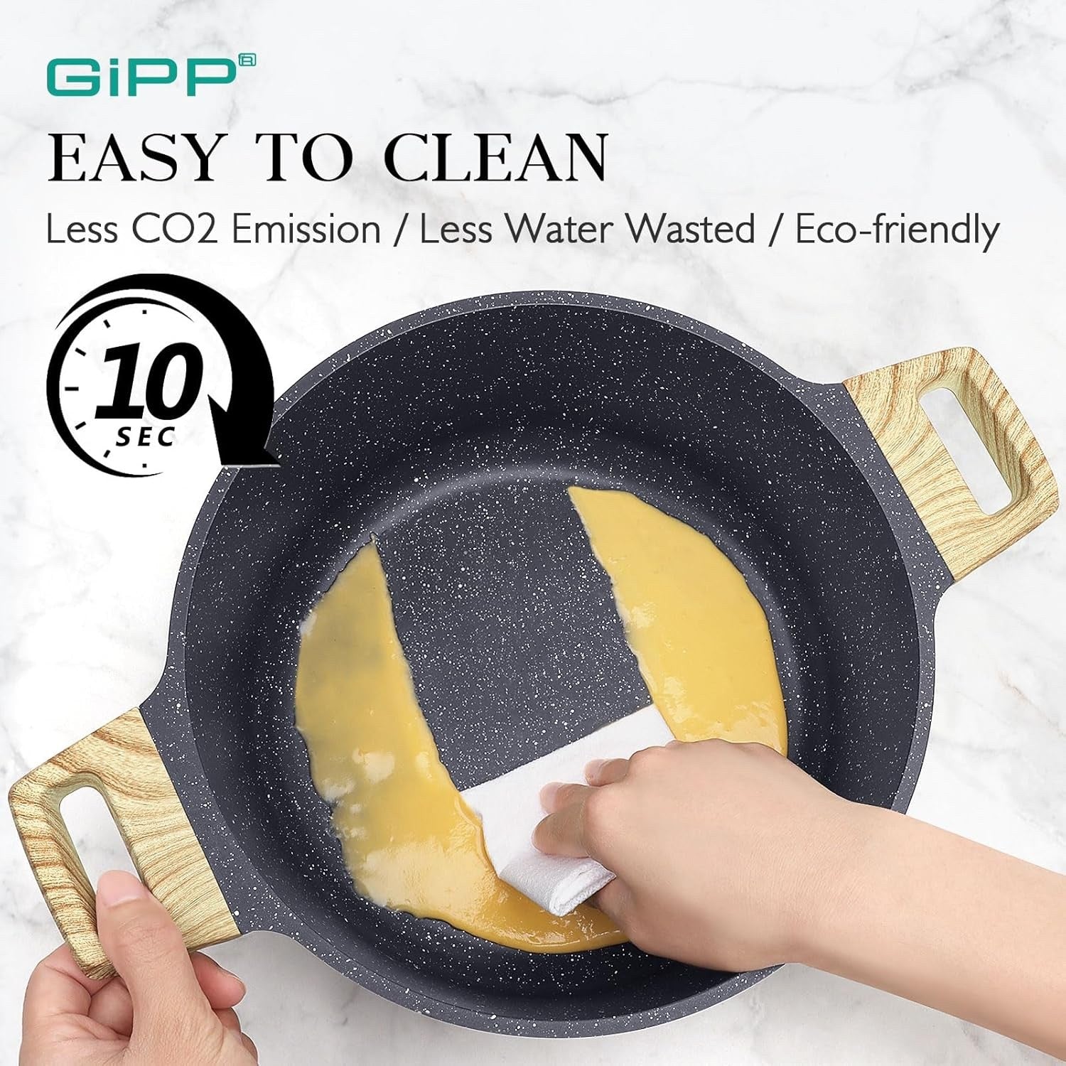10pcs Grey Granite Non Stick Induction Safe Cookware Set Ceramic Pots Pans