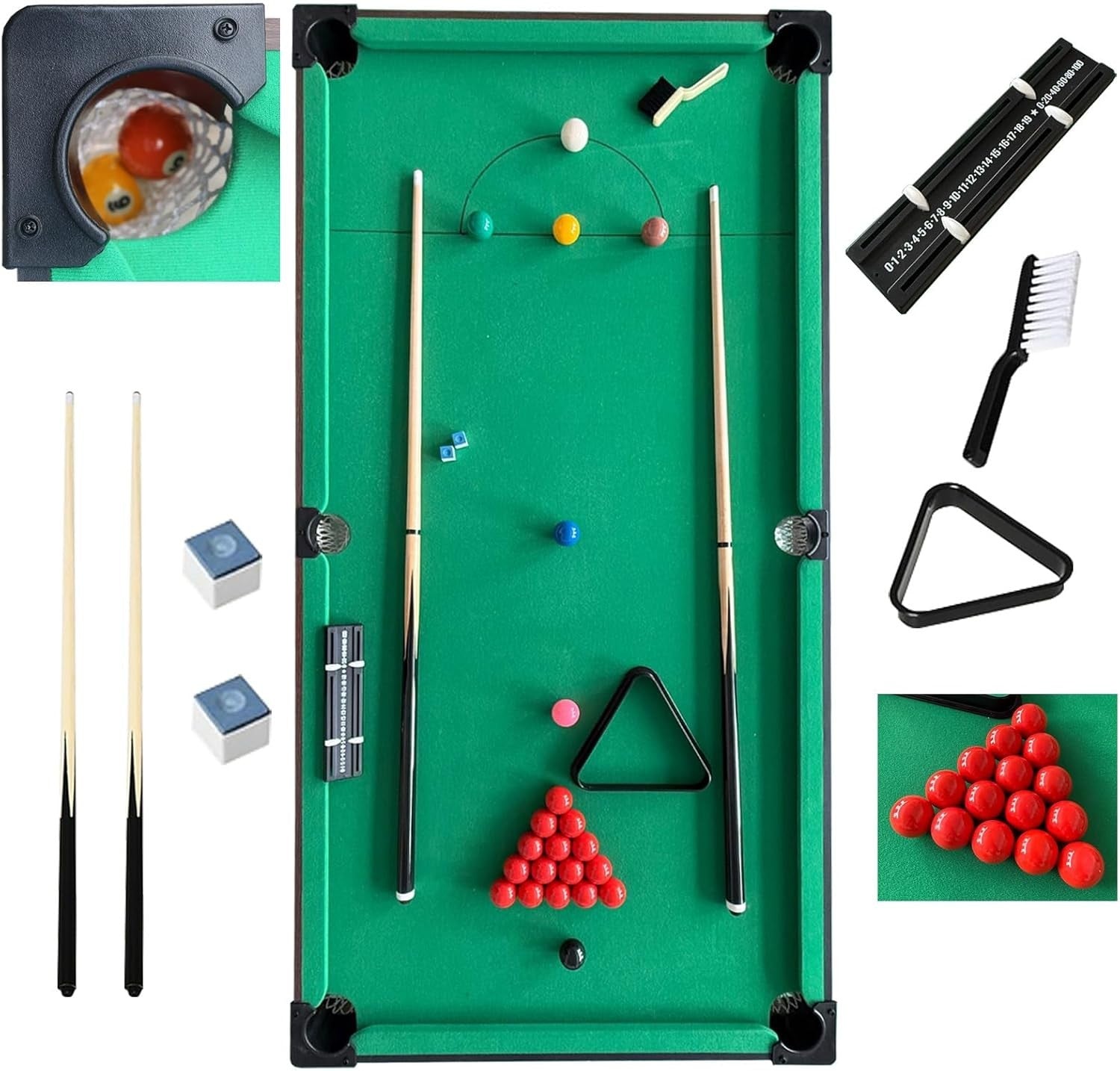 6FT Folding Snooker Pool Table 2 in 1 w Table Tennis Top Accessories