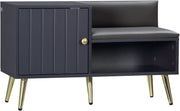 Grey Shoe Storage Bench with Cushion & Side Cabinet – Modern Hallway Seat