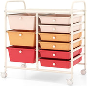 9 Drawer Rolling Storage Cart Utility Trolley Organiser Lockable Wheels