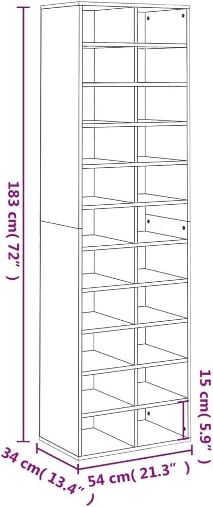 Space-Saving Shoe Storage Cabinet with 22 Shelves, Easy Assemble, Wall-Mount