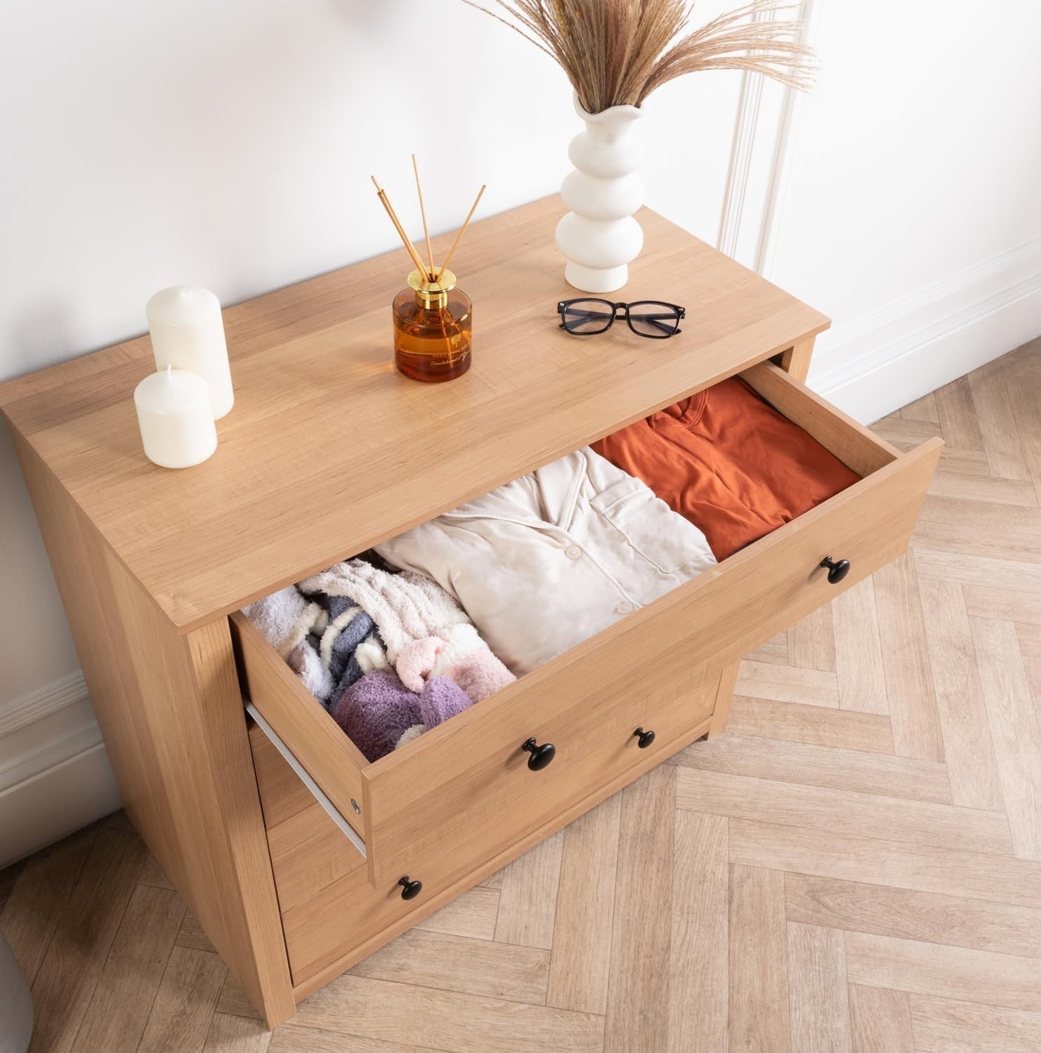Modern 5 Drawer Wooden Chest Storage Unit for Bedroom & Living Room 80x40x89cm