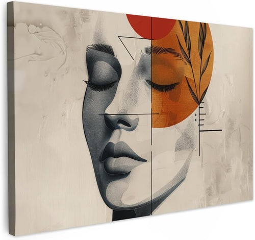 Large Abstract Woman Canvas Wall Art 120x80cm Botanical Modern Decor