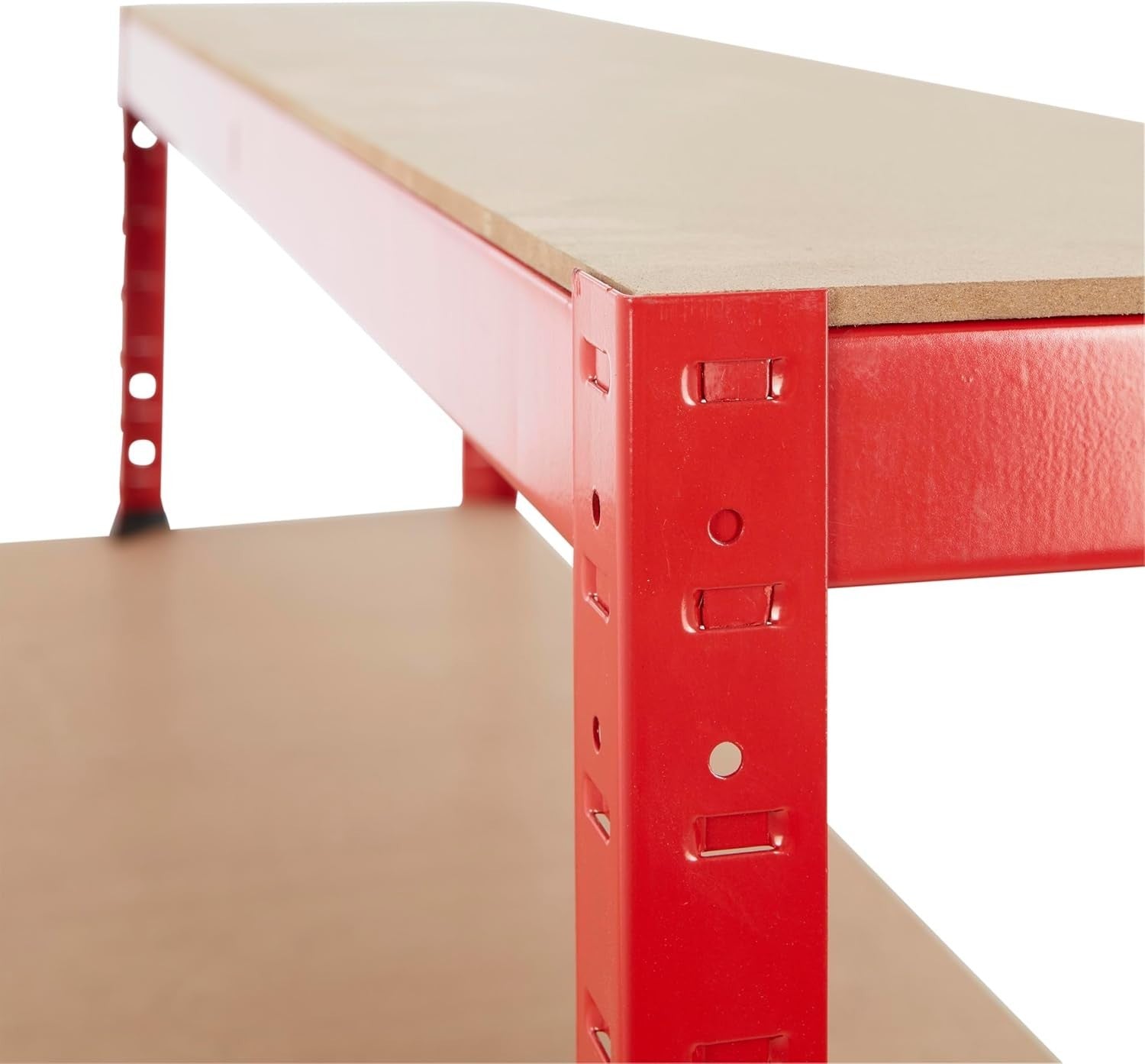 Heavy Duty Red Garage Workbench 600kg Capacity with Upper & Lower Shelves 120cm