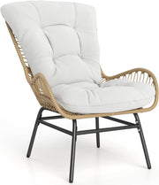 Luxury Rattan Garden Armchair Plush Cushion Lounge Chair Patio Balcony