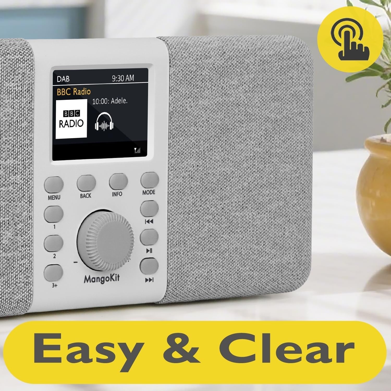 Stereo DAB DAB+ FM Radio Bluetooth Portable Alarm Kitchen Stone Grey