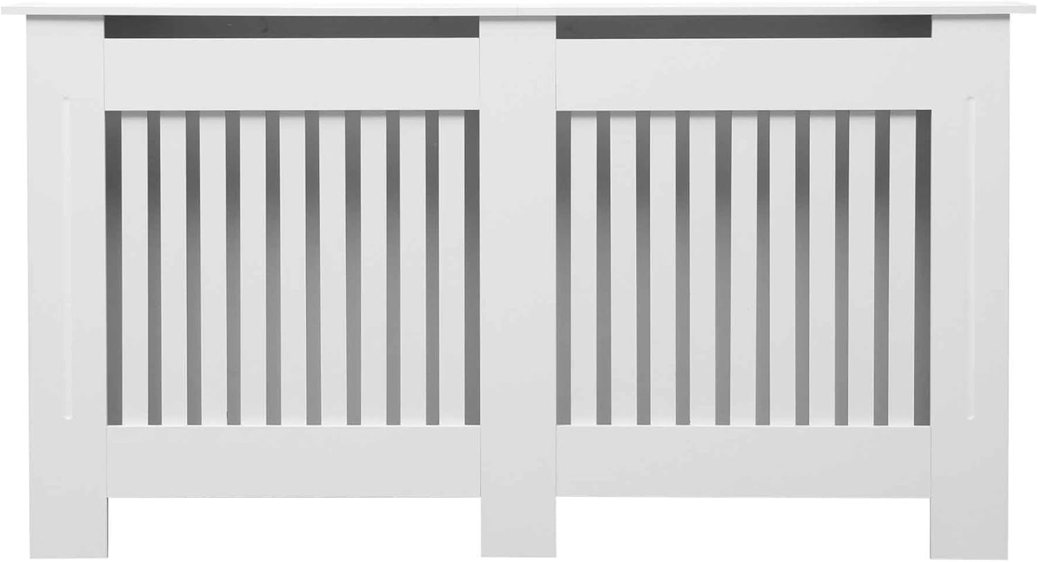 Large White Radiator Cover | Modern Slatted MDF Cabinet