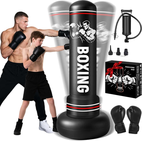 190cm Standing Punch Bag Inflatable MMA Karate Boxing Training Set