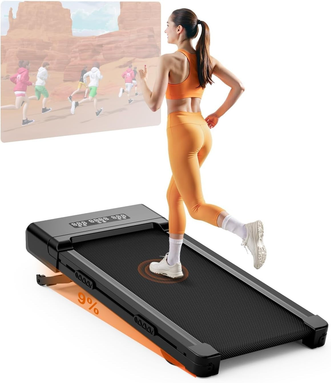Under Desk Treadmill 3.0HP Walking Pad with Auto Incline & APP Control