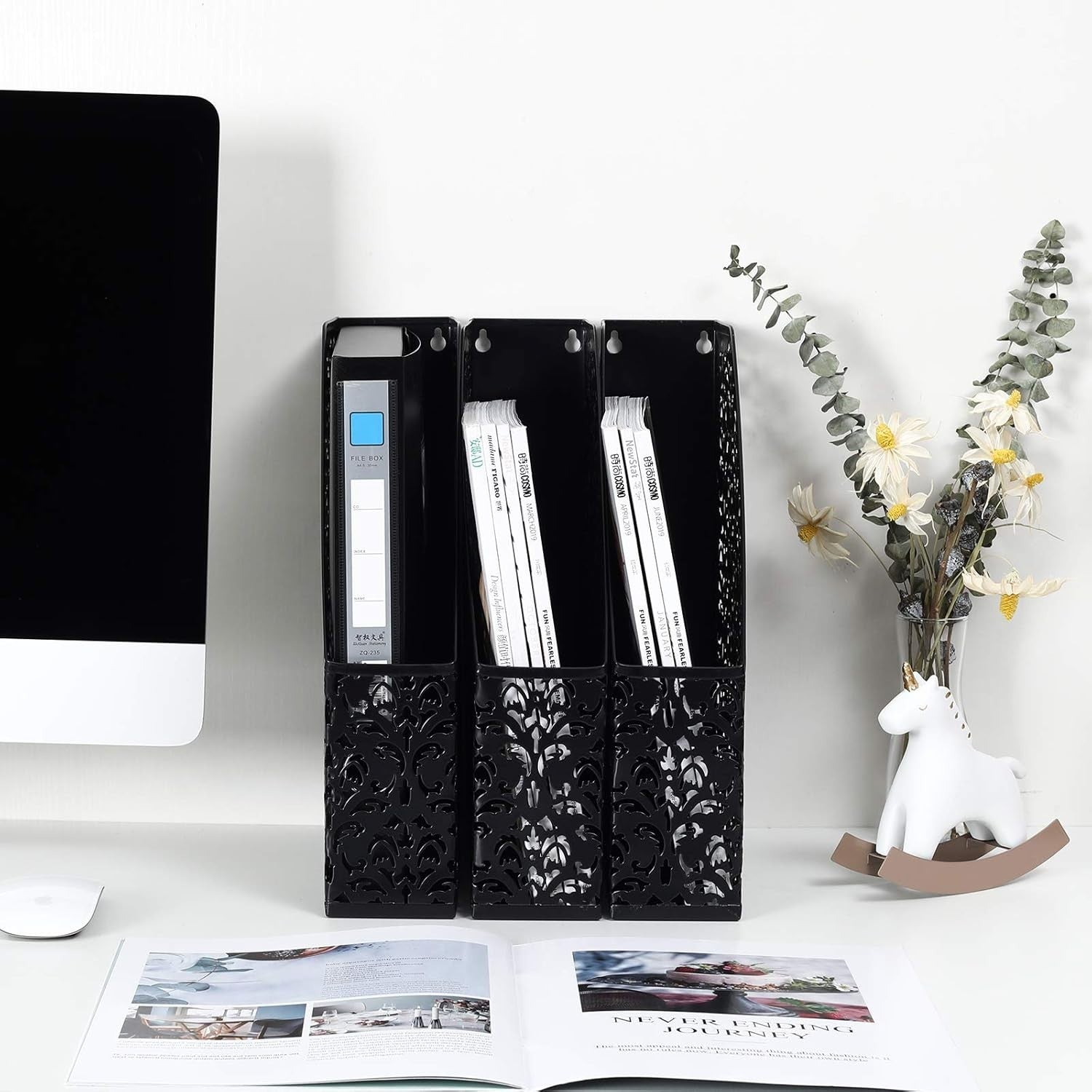 Metal Desk File Holder & A4 Paper Organizer Rack - Pack of 3 Black