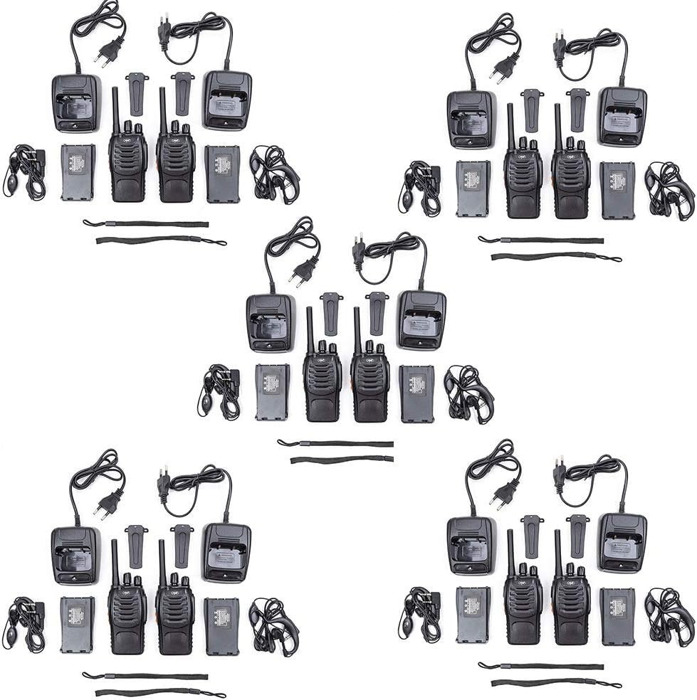 PMR446 Walkie Talkies 10 Pack Long Range 2 Way Radio w Headsets