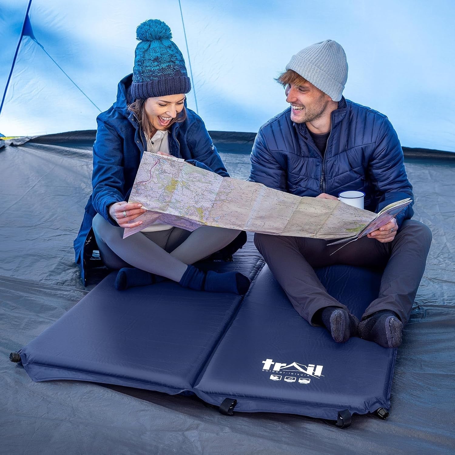 Double Self-Inflating Camping Mat – Thick 5cm Travel Sleeping Mattress