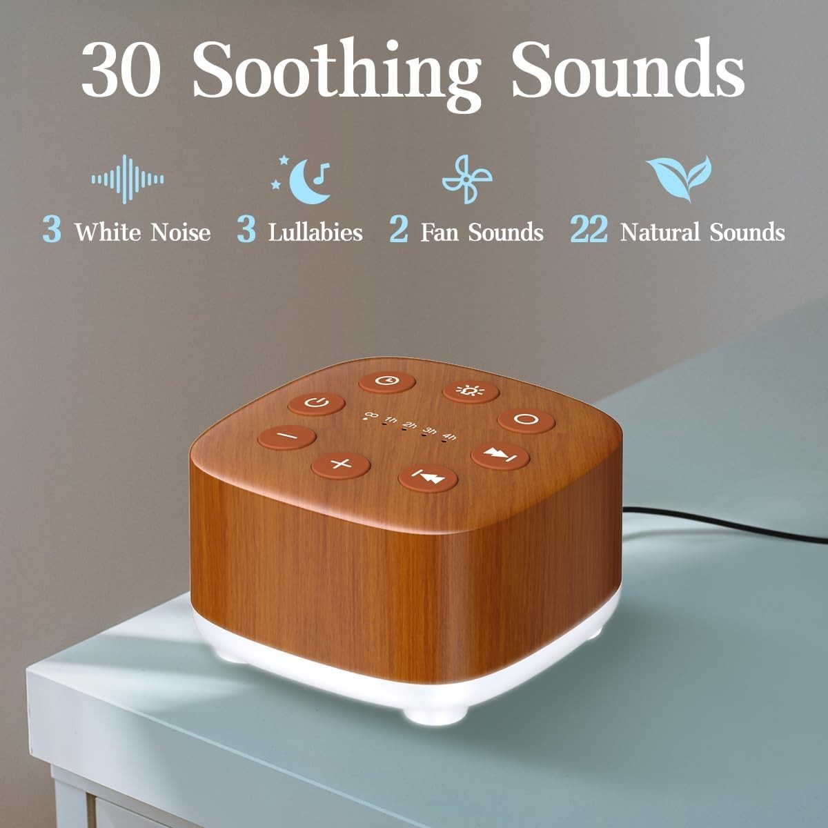 Portable White Noise Machine 30 Soothing Sounds Night Light Sleep Aid