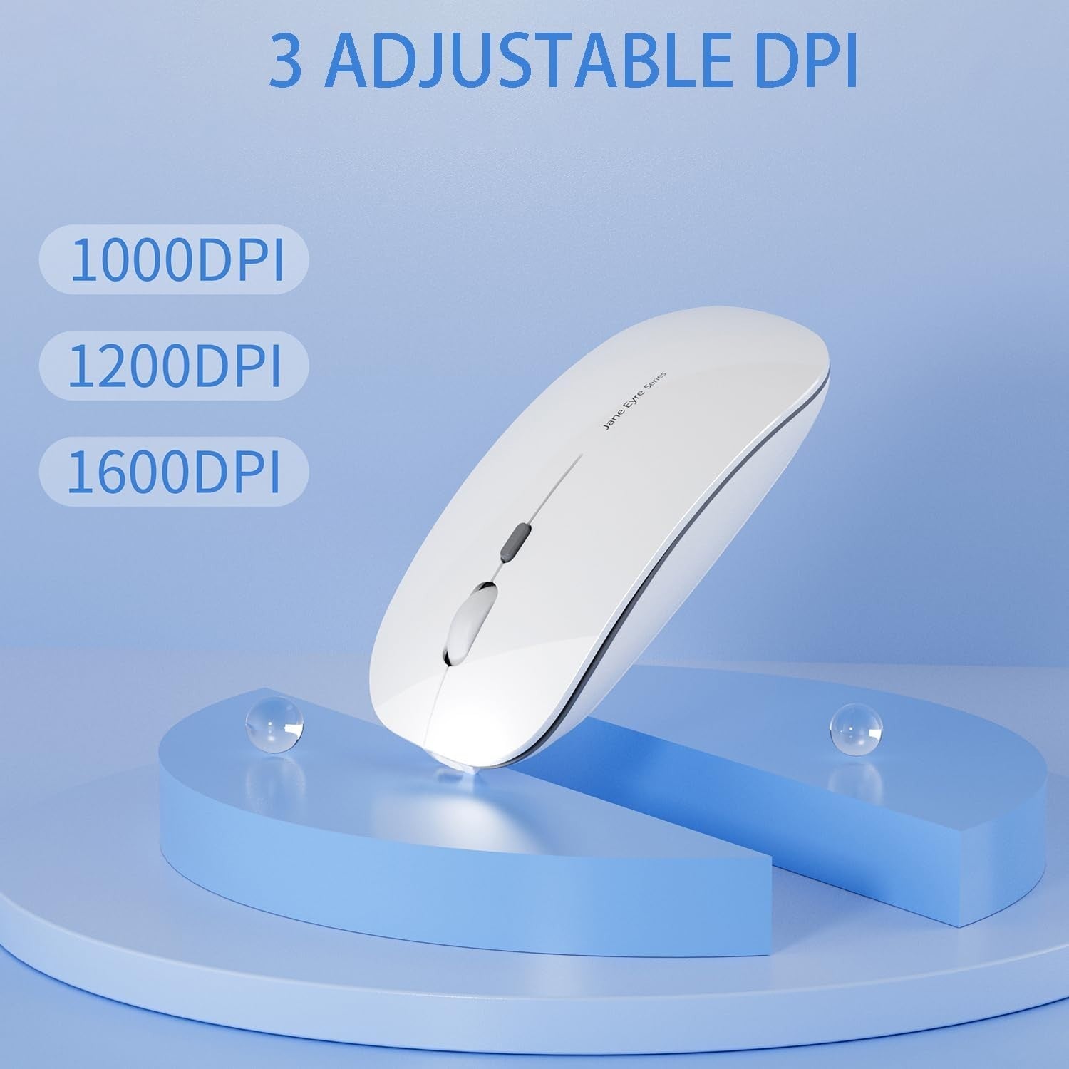 Wireless Mouse Rechargeable Silent 2.4G Slim 1600 DPI Laptop PC