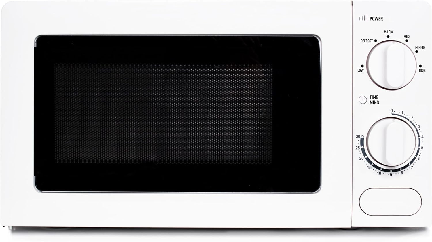 White 17L 700W Compact Microwave Oven 6 Power Levels Timer
