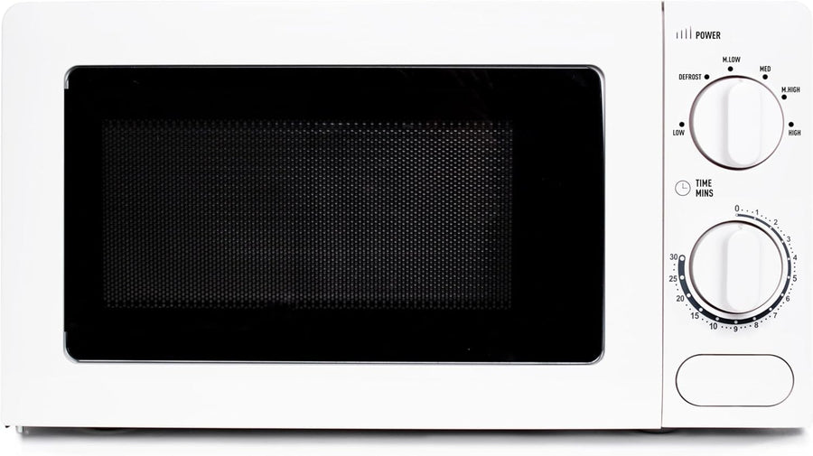 White 17L 700W Compact Microwave Oven 6 Power Levels Timer