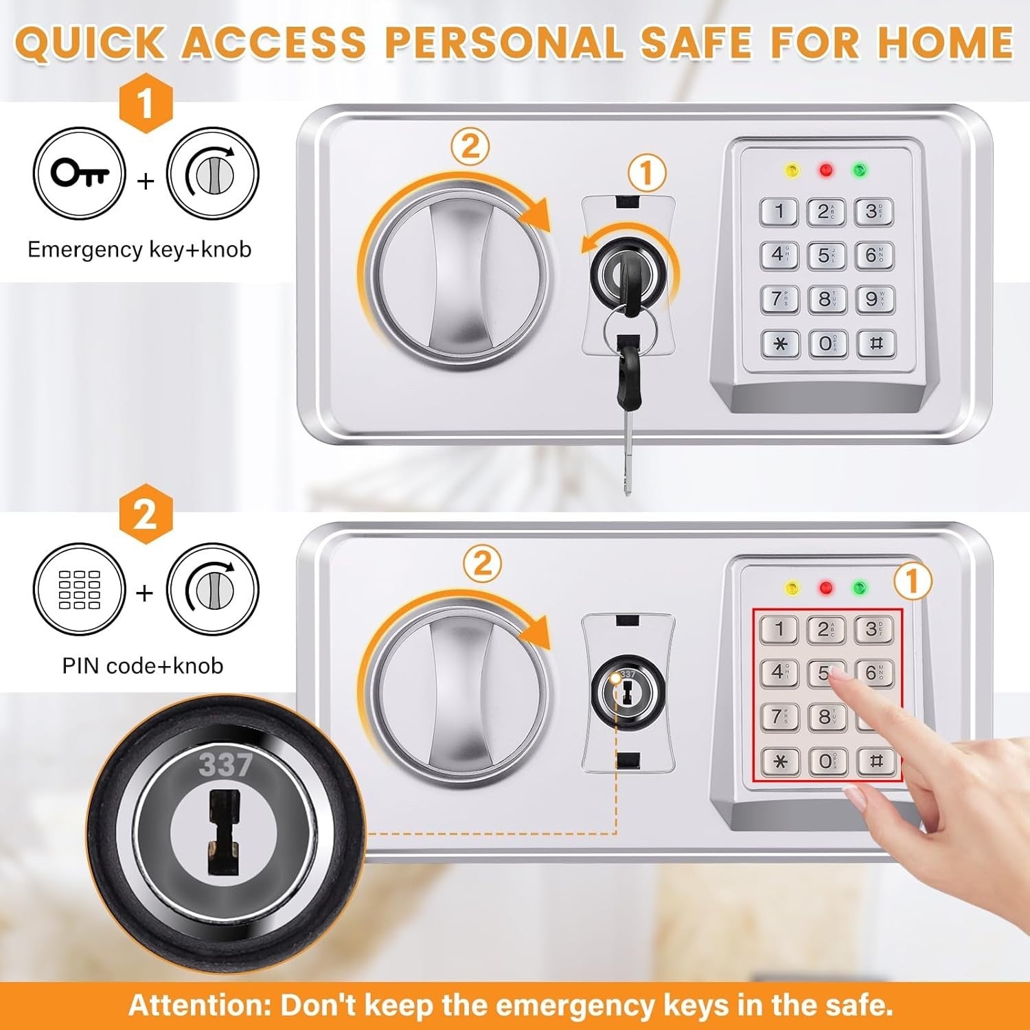 34L Digital Safe Box Alarm Silent Mode A4 Document Money Safe
