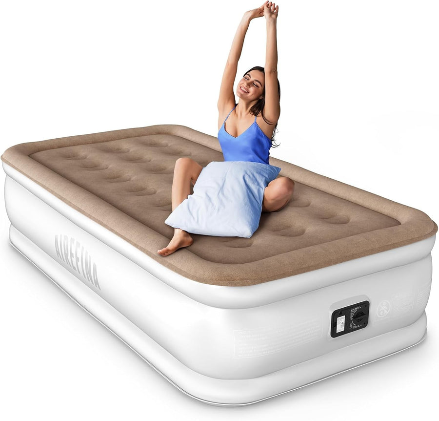 Single Air Bed Built-In Electric Pump Inflatable Mattress Camping Home