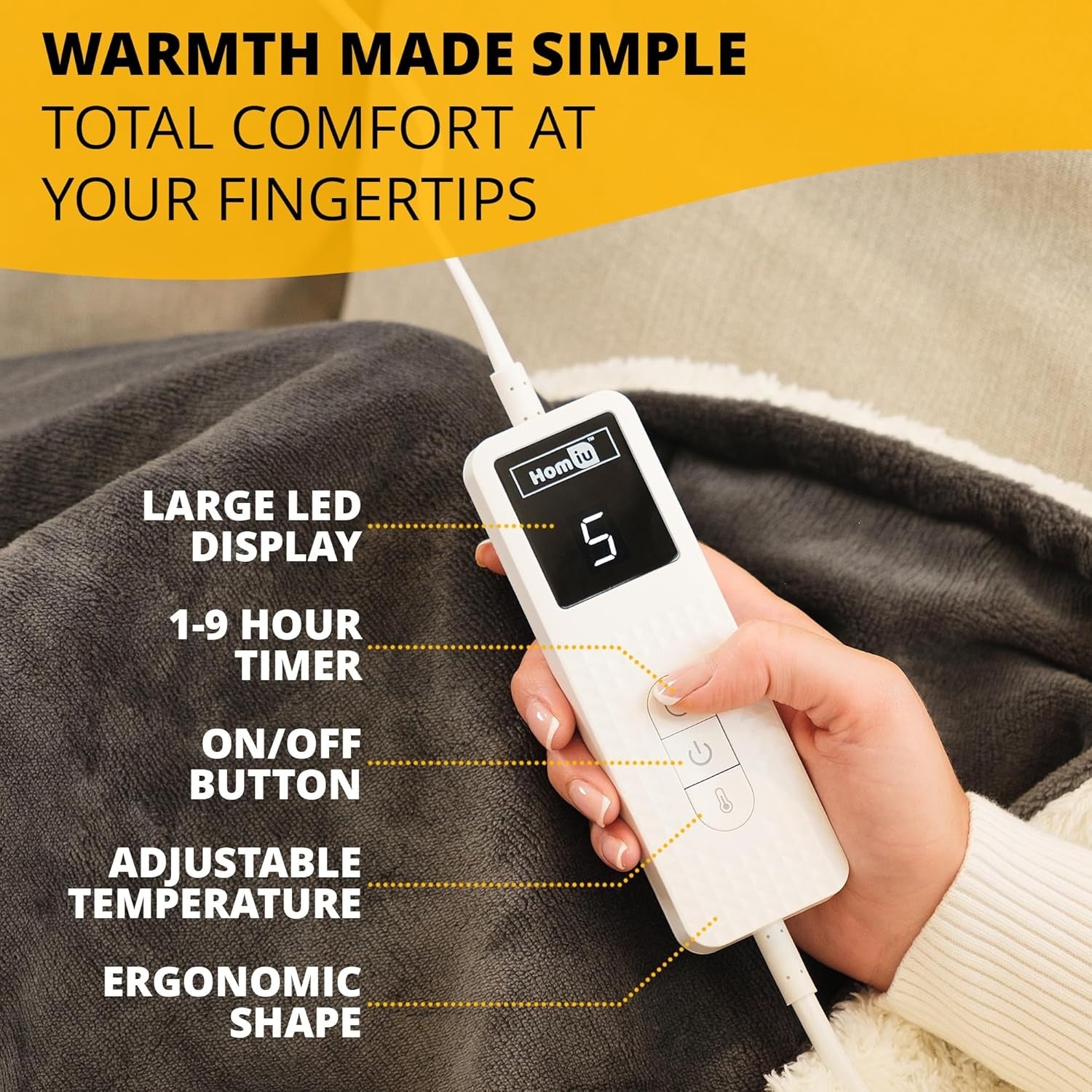 Electric Heated Throw Blanket Fleece Sherpa Fast Heat 9 Settings Timer